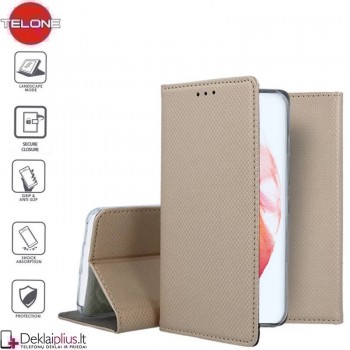 Telone smart magnet atverčiamas dėklas - auksinės spalvos (Samsung S21 Plus)